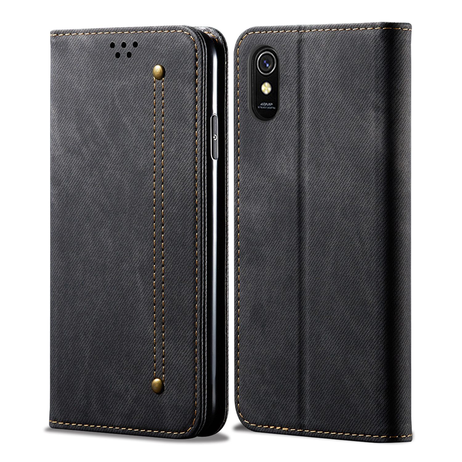 For Redmi 9A Retro Style Magnet Flip Leather Protective Case with Stand Card Slots Casing