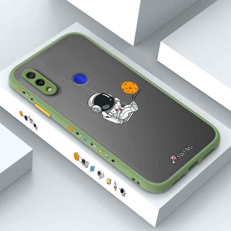 ZeroQiQi for Redmi Note 7 Case Astronaut Swinging Side Printing Cover Frosted Ultra Thin Protective Anti Fall Phone Case