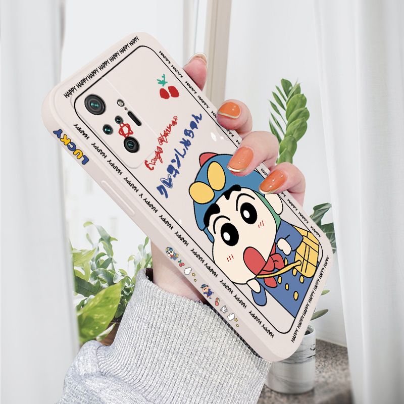 AMORVOR for Redmi Note 10 Pro/Note 10 Pro Max Back Cover Cartoon Shin-chan Action Kamen Side design Soft Case Liquid Silicone Phone Cases