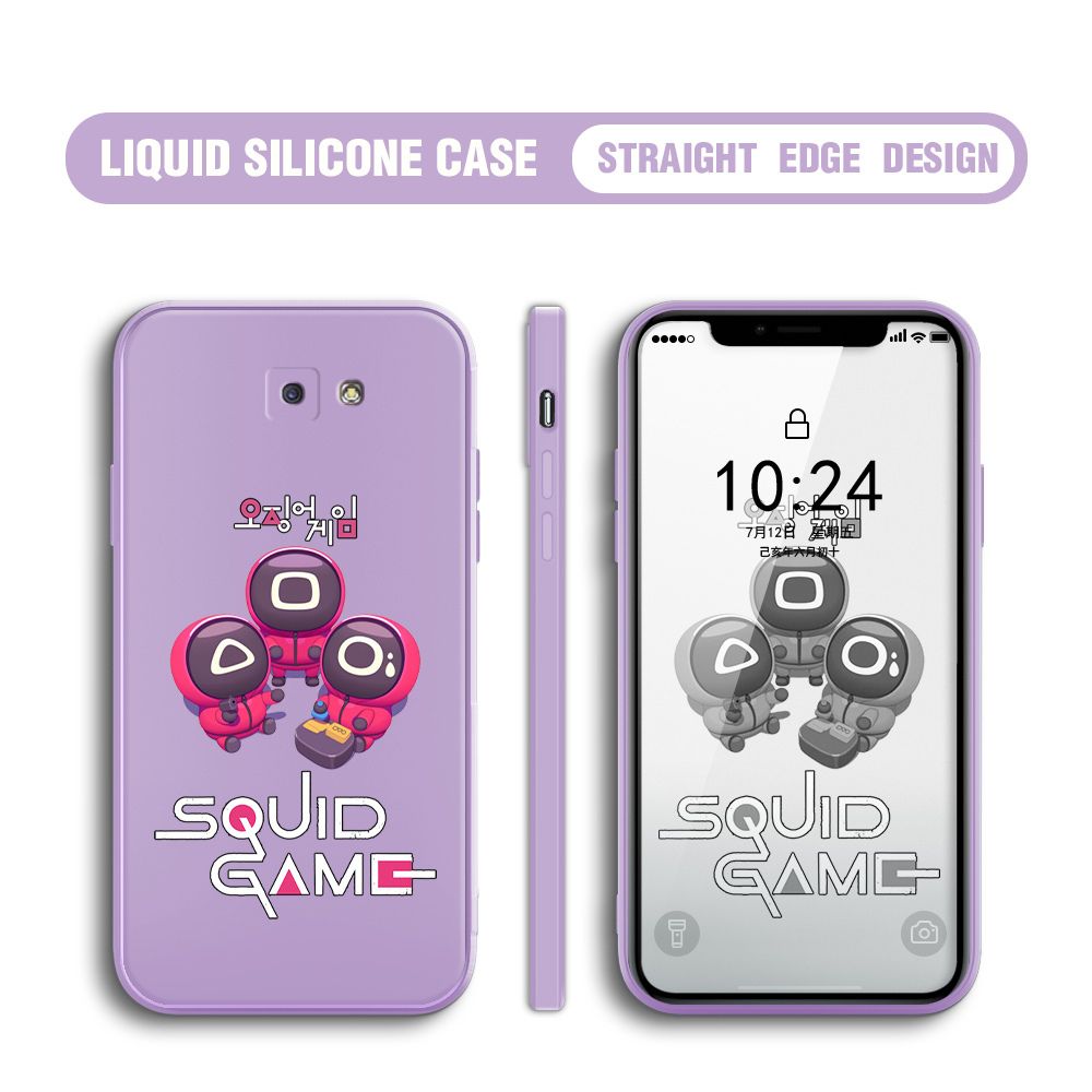 Jizetin for Samsung Galaxy J5 Prime Case Cute Cartoon Cute Squid Character Phone Cover Square Liquid Silicone Shockproof Phone Protective Case