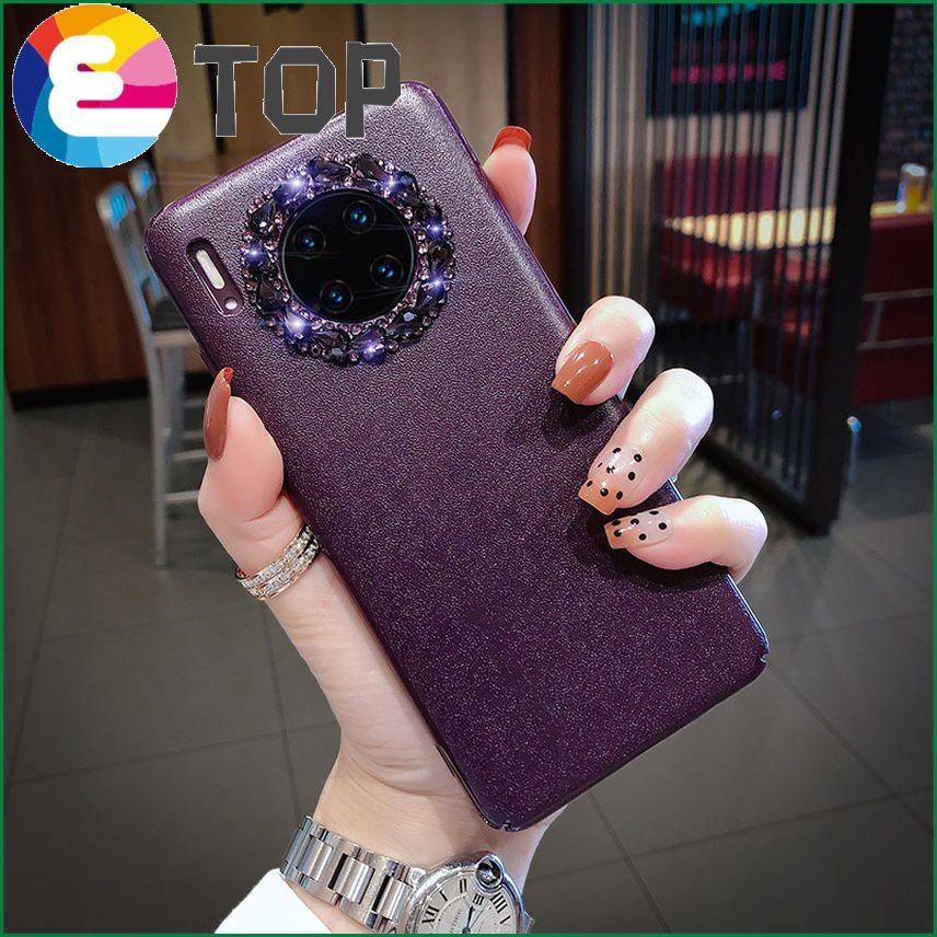 Huawei mate30 mobile phone shell 30pro women's 5G plain leather camera anti-fall suitable for mate30pro rhinestones