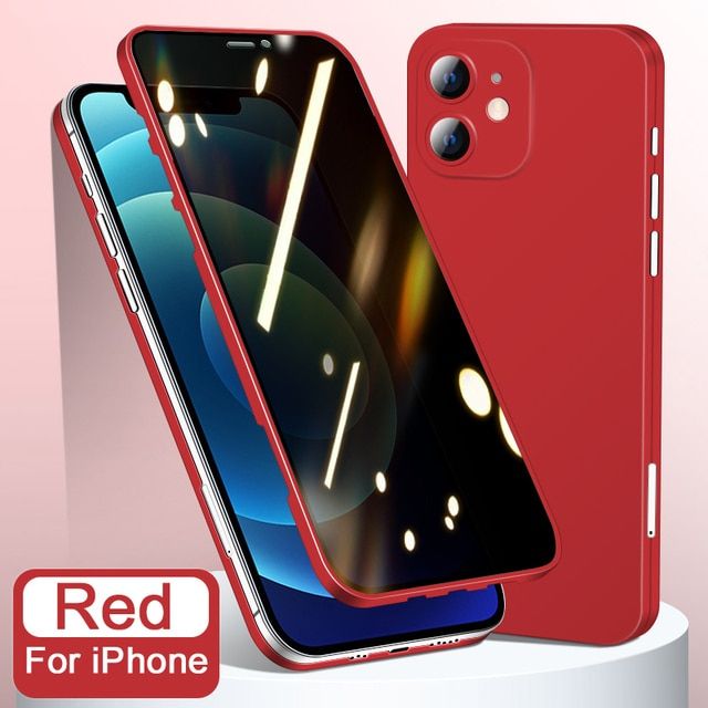 360 Full Cover Protection Case For iPhone 12 13 Pro Max Privacy Screen Protector 12 13 Mini Tempered Glass Camara Lens Protector