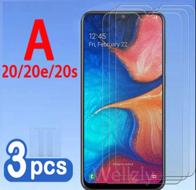 3Pcs Glass For Samsung Galaxy A20 Screen Protector Full Water Color Transparent Tempered Glass
