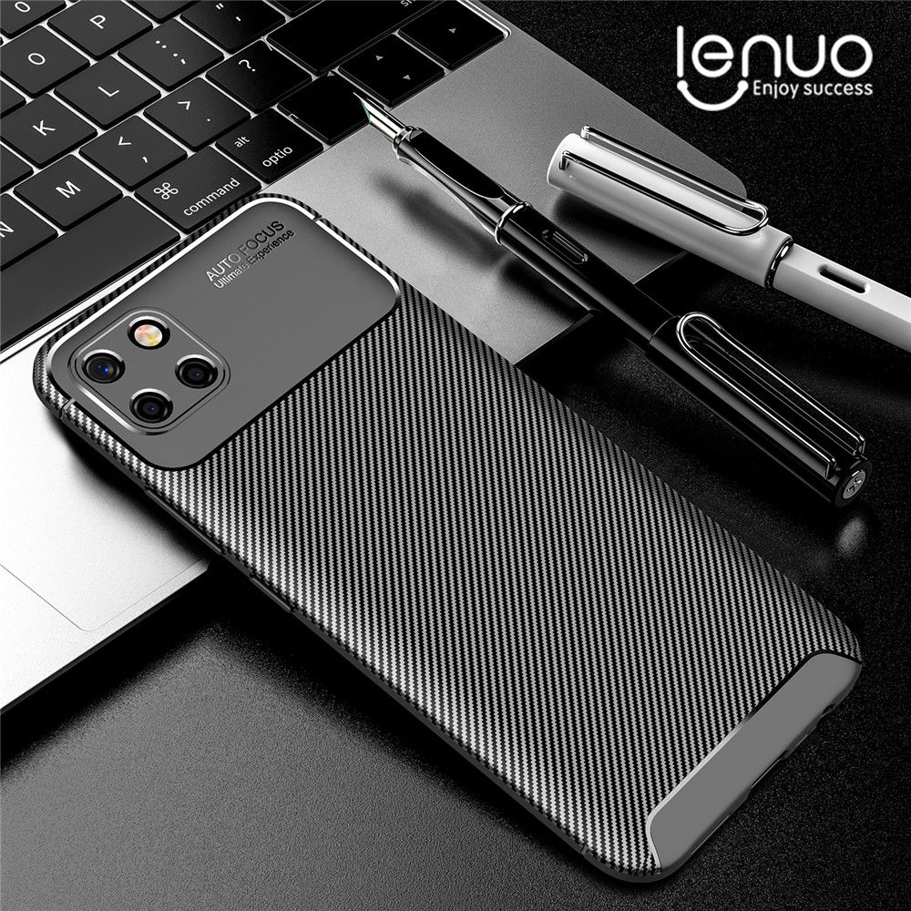 Lenuo for Realme C11 Case Silicone Matte Carbon Fiber Back Cover