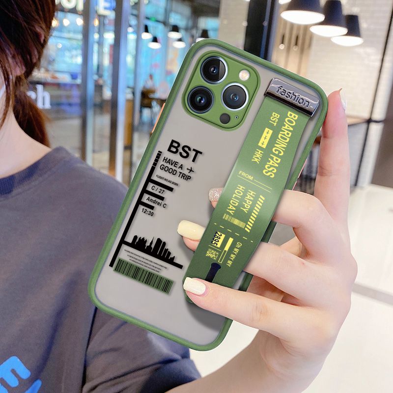 UCUC for iPhone 13 Pro Max Wrist Strap Case Creative Printing City Landscape Wristband Printing Cover Shockproof Frosted Phone Case