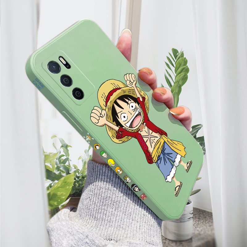 AMORVOR for OPPO A16 Back Cover Anime One-Piece Luffy Side design Soft Case Liquid Silicone Phone Cases