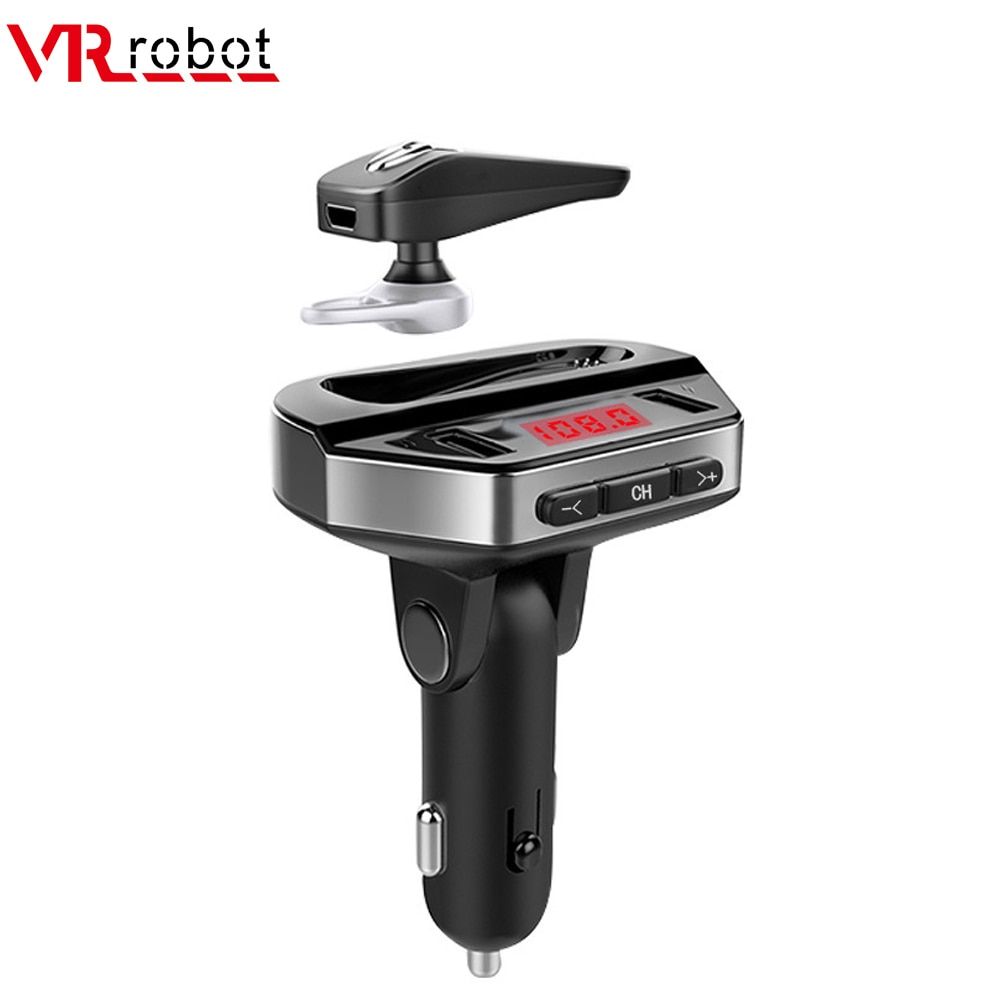 VR robot Bluetooth FM Tran_s_mitter Handsfree Car Kit Earphone Modulator Car Audio MP3 Player With Dual USB Charger