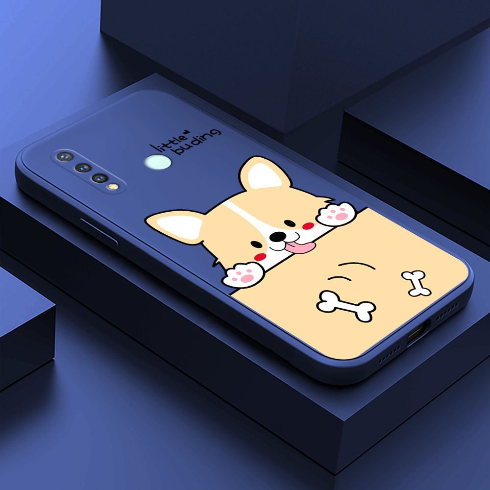Hontinga for Vivo Y19 Back Cover Cute Cartoon Dog Pattern Case Soft Square Edge Liquid Silicone Phone Cases