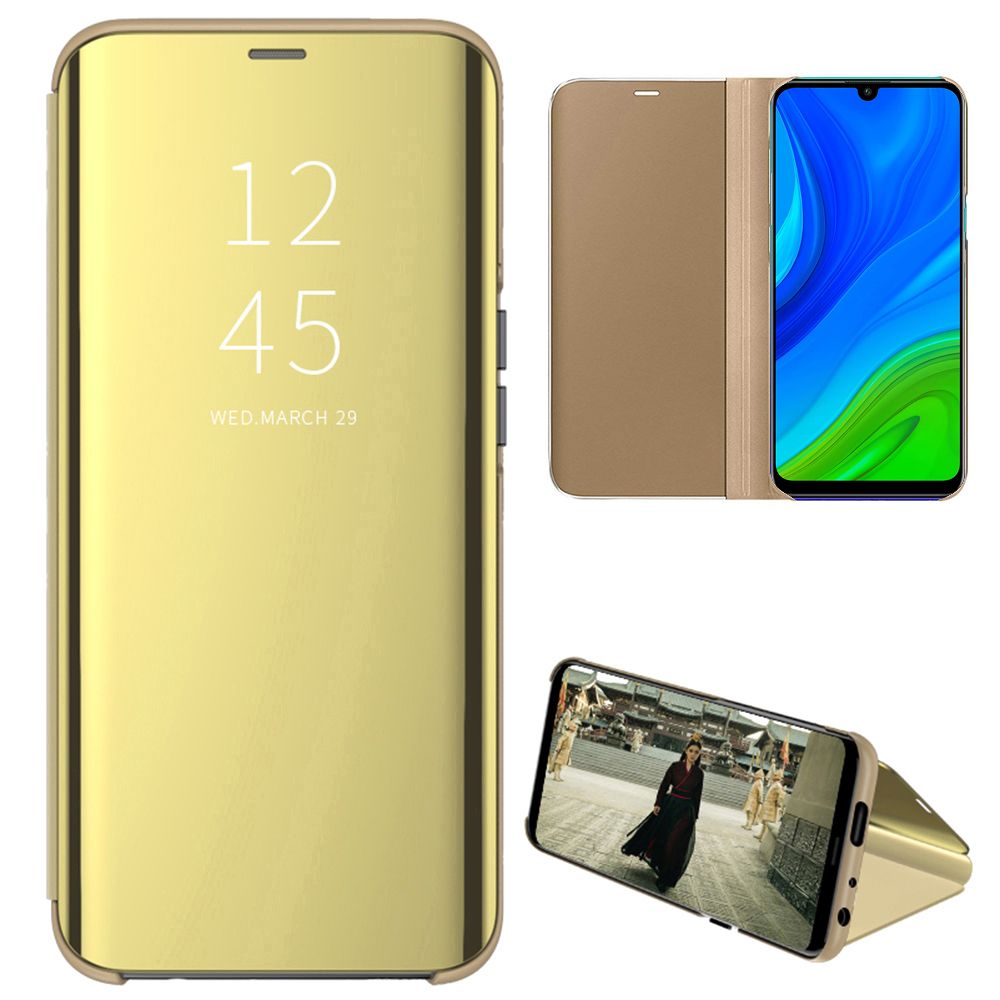 Smart Mirror Flip Phone Case For Huawei P Smart 2020 View PU Leather Stand Protective Cover