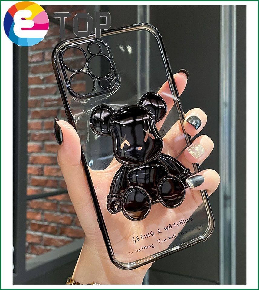 vivoX70Pro mobile phone shell new electroplating violent bear Y52S protective sleeve suitable for 17Y20X60 transparent silicone
