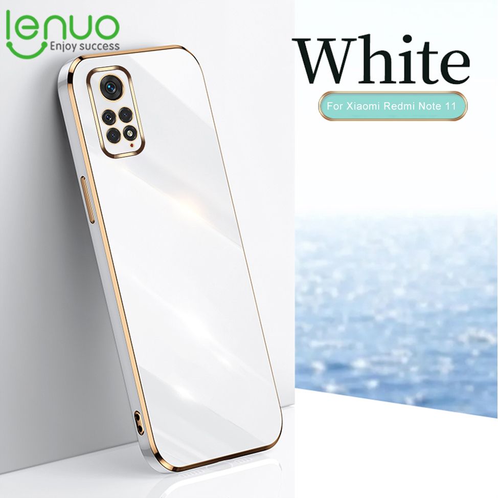 Lenuo Luxury 6D Plating Soft Casing Silicone Square Frame Phone Case For Redmi Note 11 / Note 11S Phone Case Shiny Bling Back Cover Coque