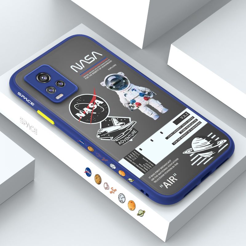 ZeroQiQi for Vivo V20 Pro Case Creative Cartoon Astronaut Side Printed Pattern Design Phone Cover Frosted Transparent Ultra Thin Protective Phone Case