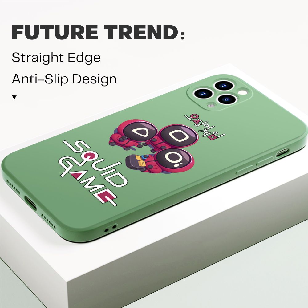 Jizetin for Realme C21 Case Cute Cartoon Cute Squid Character Phone Cover Square Liquid Silicone Shockproof Phone Protective Case