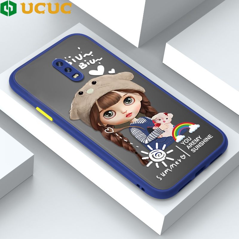 UCUC for OPPO R17 Back Cover Rainbow Lovely Girls Frosted Transparent Hard Phone Case Thin Shockproof Full Cover Camera Protect Case