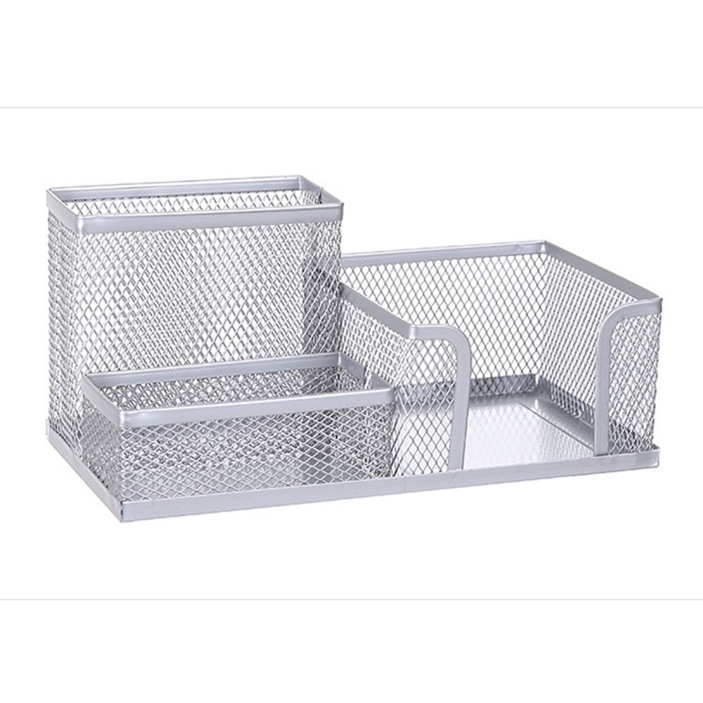 Multifunctional Combination Pen Holder Creative Metal Iron Art Three Grid Desktop Storage Pen Holder Office Storage Box New Professional
