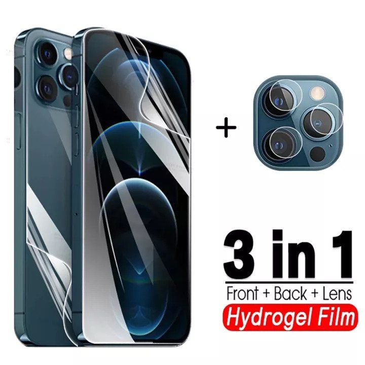 For iPhone 13 Pro 3-in-1 Combo Pack (Front Screen Protector Matte +Camera Lens Protector +Back Poly) (Not Glass)