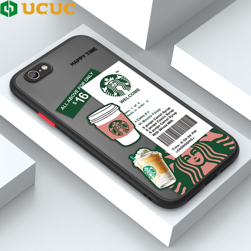 UCUC for OPPO A39 A57 F3 Lite Back Cover Fashion Sticker Frosted Transparent Hard Phone Case Thin Shockproof Full Cover Camera Protect Case