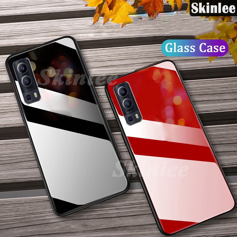Skinlee Glass Phone Case for VIVO Y52 5G Back Cover Full Protection Tempered Glass Cases for VIVO Y52 5G Glass Cover