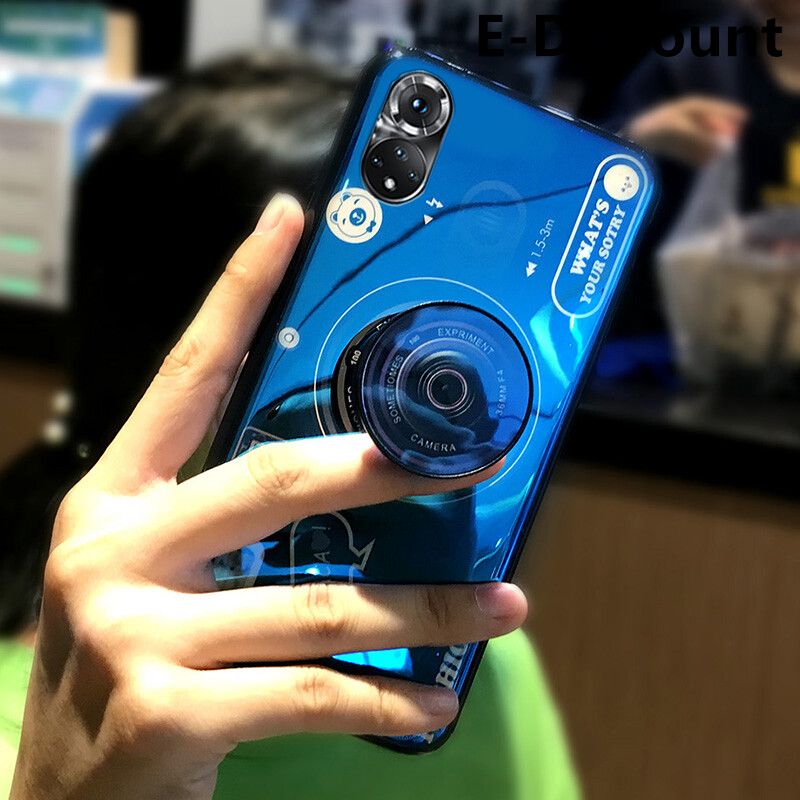 For Honor 50 Case Cute 3D Design Camera Fors with Stand Holder Lanyard Soft Silicone Shockproof Honor50 Back Cover