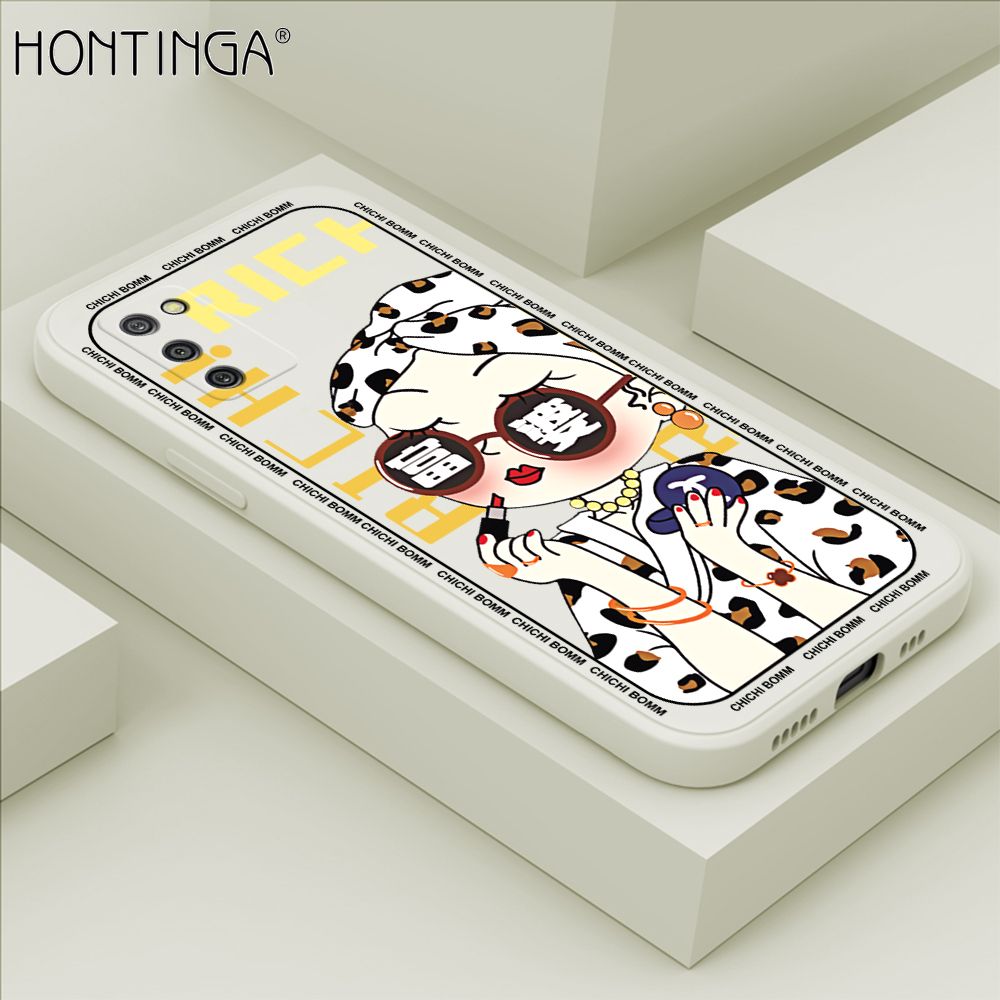Hontinga for Samsung A02S Case Fashion Sunglasses Rich Girl Phone Case Phone Case Soft Square Edge Silicone Cases Full Lens Cover Shockproof Protection Cover