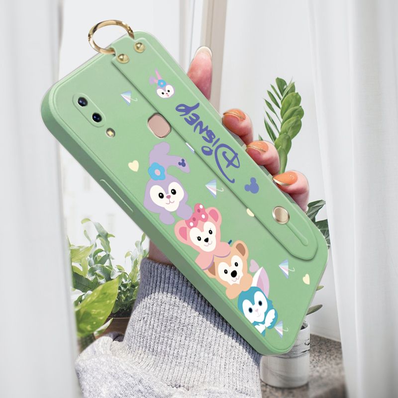 ZeroQiQi for Vivo V9 Wrist Strap Case INS Cute Style Creative Cartoon Rabbit and Fox Cover Thin Square Edge Liquid Silicone Phone Case