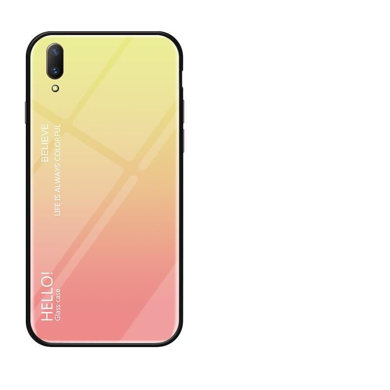 Gradient Color Tempered Glass Casing Protective Case Back Cover Soft TPU Bumper Case For Huawei Y7 Pro 2019 Case