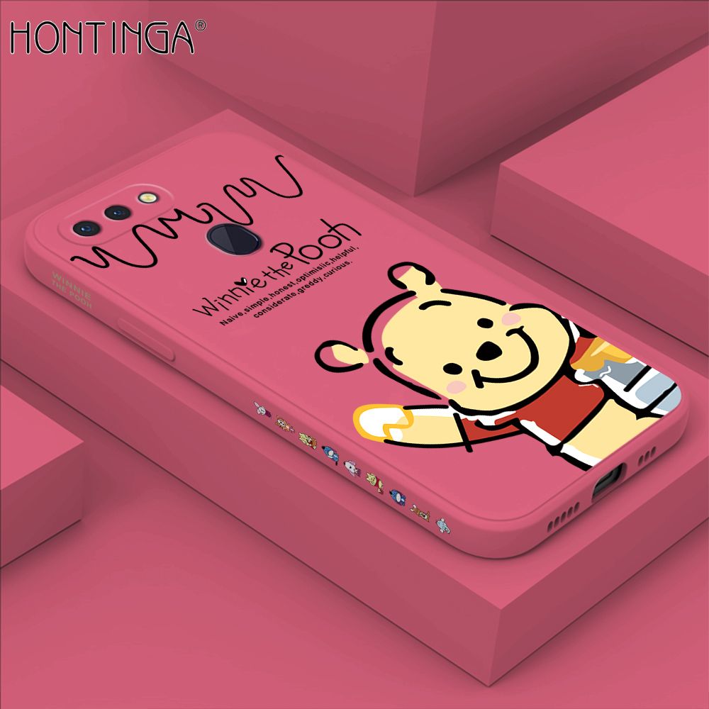 Hontinga for OPPO R15 Case Side Design Hello Little Bear Back Cover Soft Square Edge Pattern Liquid Silicone Trend Phone Cases