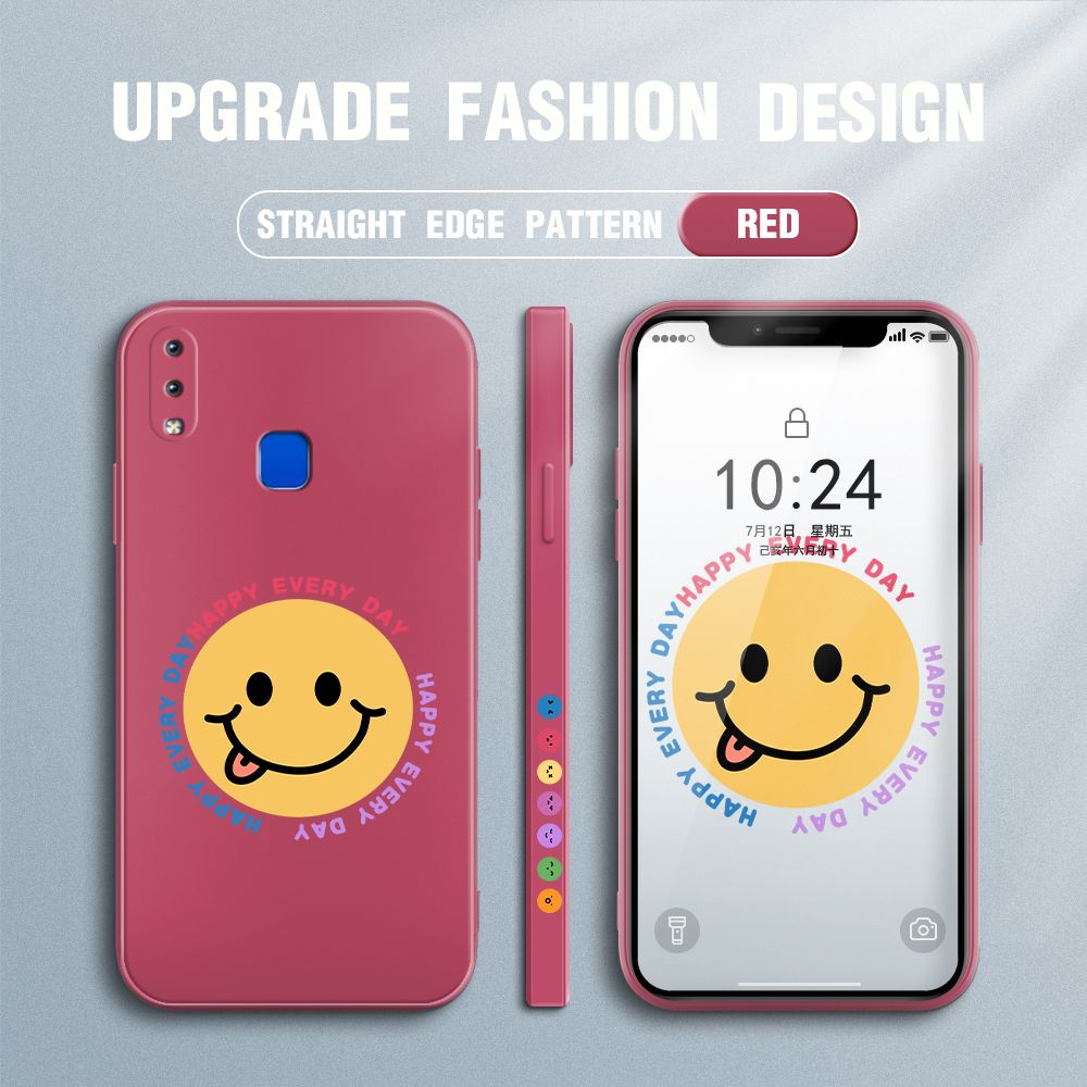 FHKL for Vivo Y95 Y91 Y91i Back Cover Cartoon Smile Side design Soft Case Multicolor Liquid Silicone Phone Cases