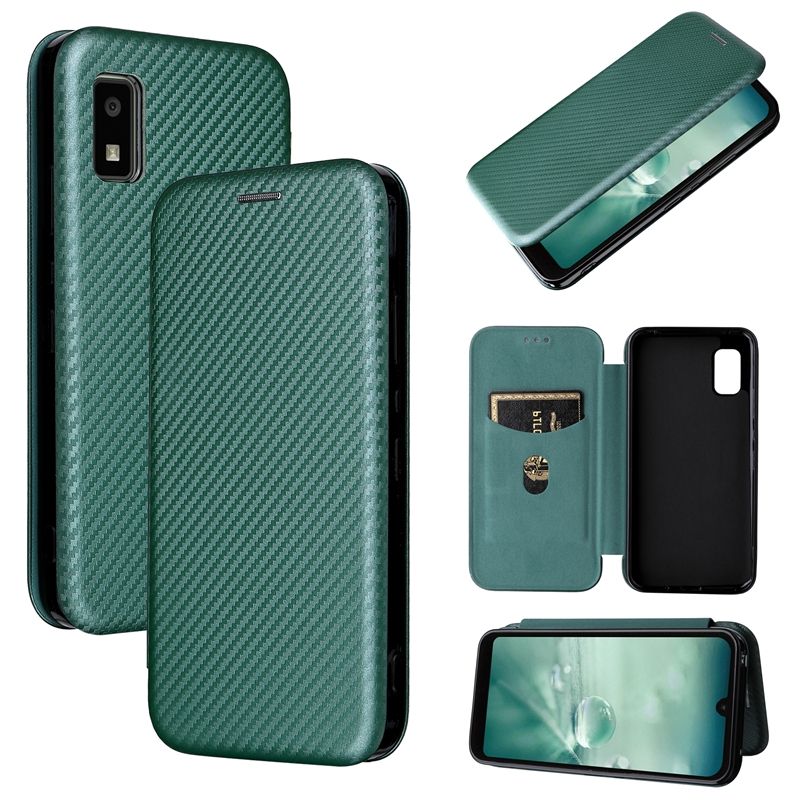 For Sharp Aquos Wish SHG06 Carbon Fiber Texture Magnetic Horizontal Flip PU Phone Case