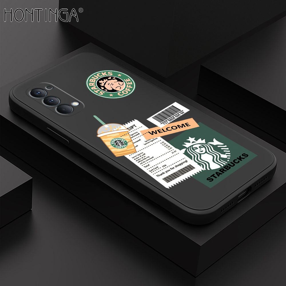 Hontinga for OPPO Reno4 Case Cartoon Popularity Phone Case Soft Square Edge Silicone Cases Full Lens Cover Shockproof Protection Cover