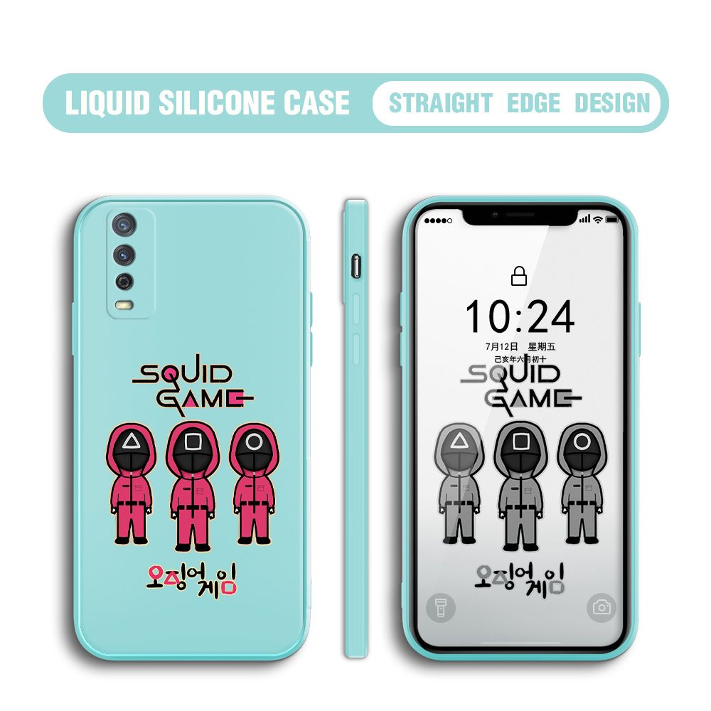 UCUC for Vivo Y12s Case Trend Cartoon Korean Squid Phone Cover Liquid Silicone Case Phone Protective Case