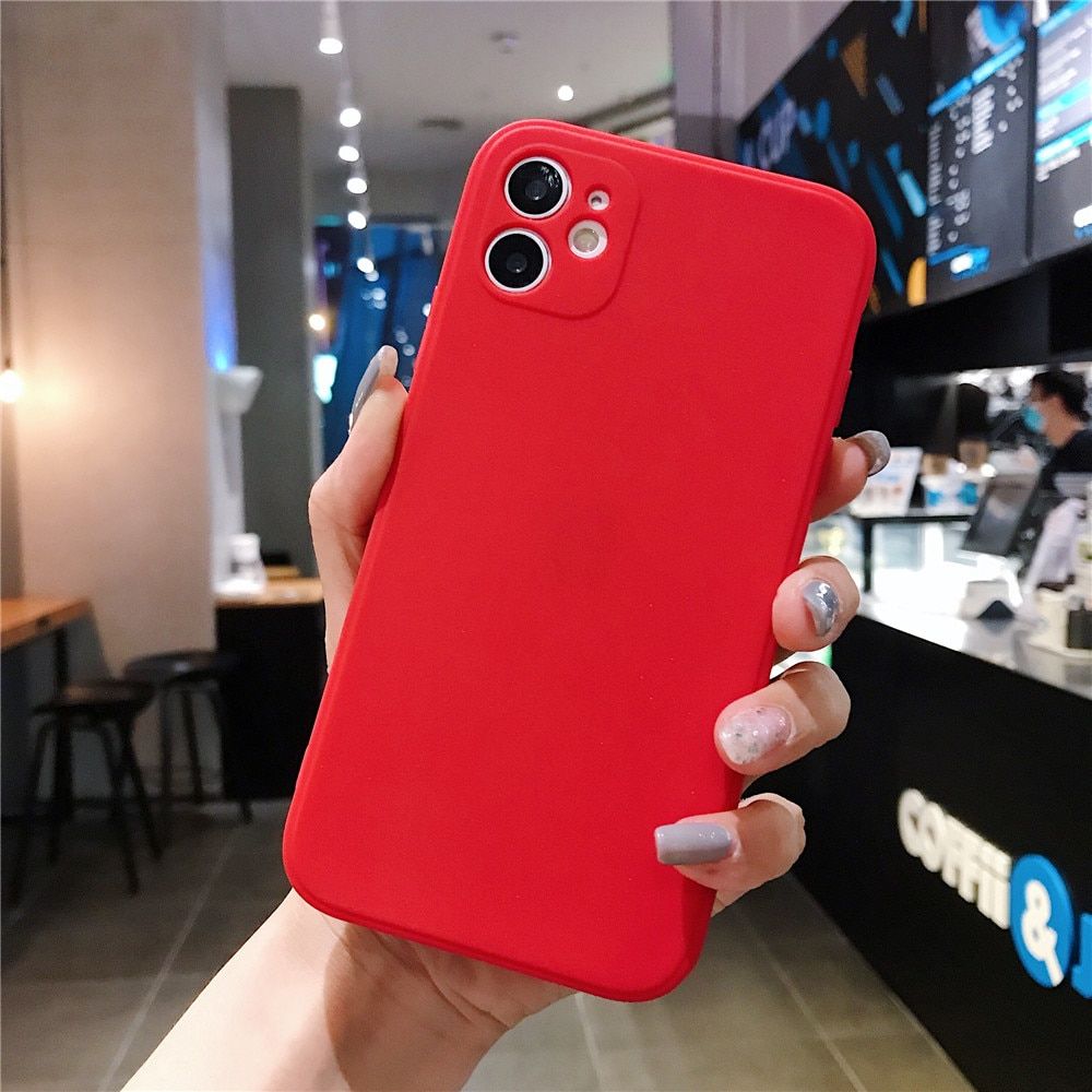 Soild Color Square Silicone Phone Case For iPhone 11 Pro Max XS Max 12 Mini XR X 6 6S 7 8 Plus SE 2020 Camera Protection Shell