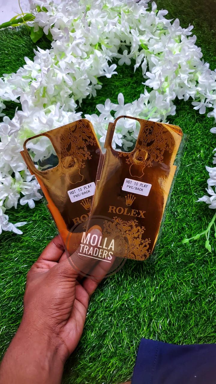 For Infinix Hot 10 Play Mobile Back sticker  {24K limited gold edition Rolex_sticker }