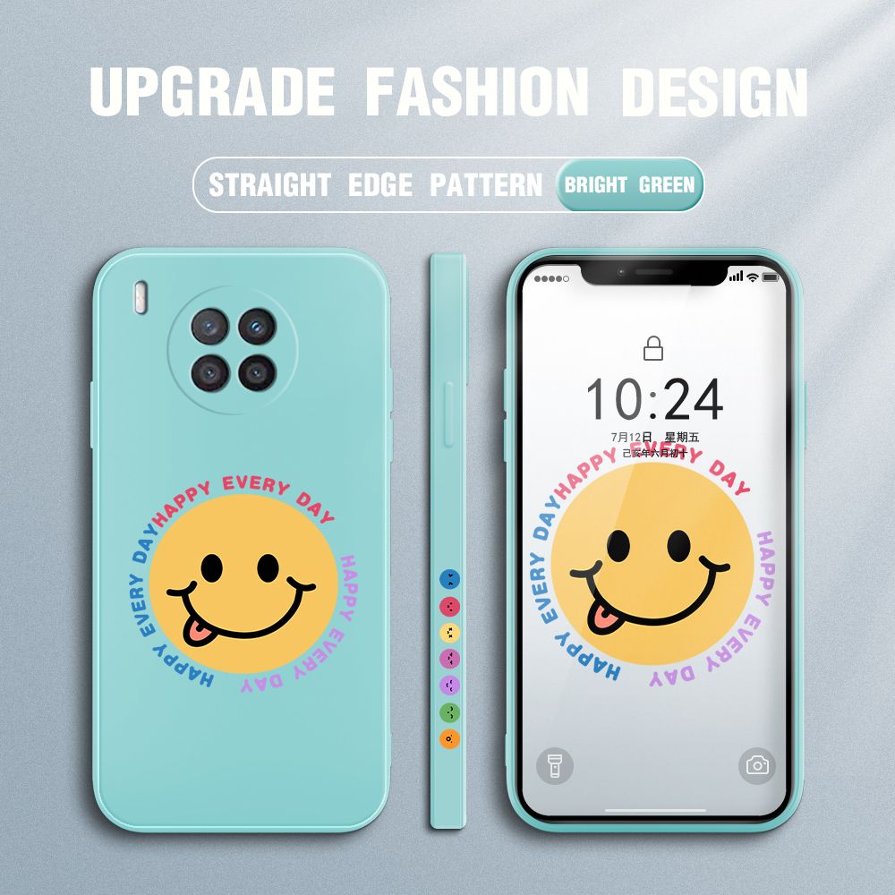 FHKL for Huawei Nova 8I / Honor 50 Lite Back Cover Cartoon Smile Side design Soft Case Multicolor Liquid Silicone Phone Cases