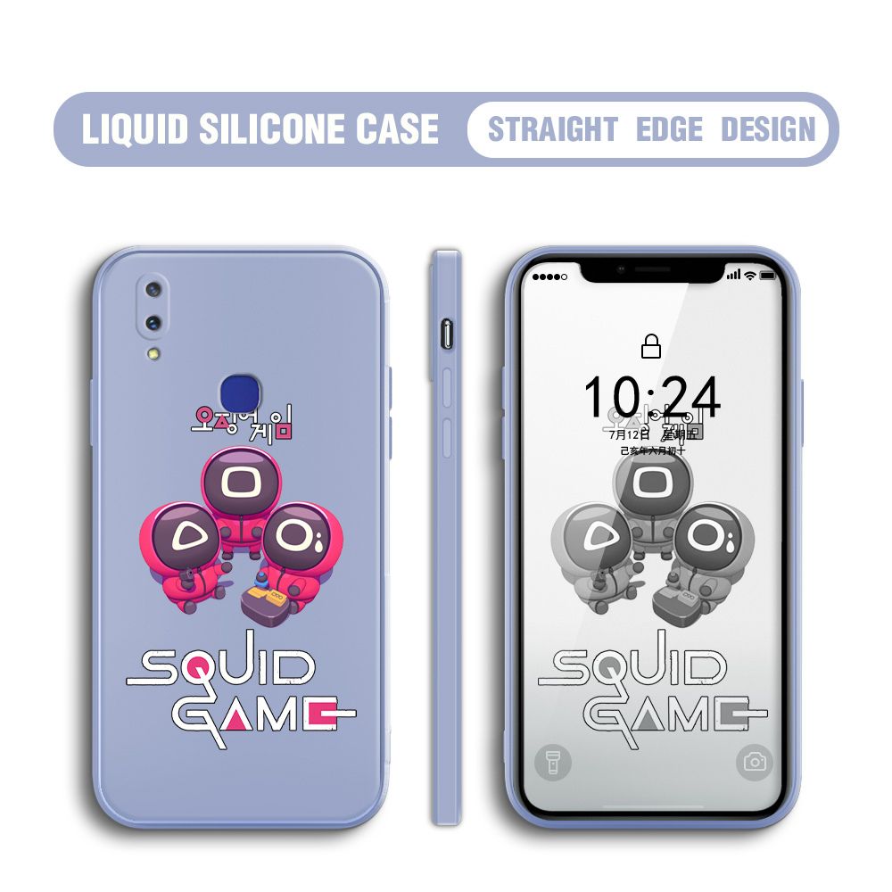 UCUC for Vivo V11i Case Cute Cartoon Cute Squid Character Phone Cover Square Liquid Silicone Shockproof Phone Protective Case