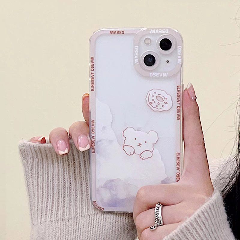Olige Case For Huawei Y7A Nova 8 8SE 7 5 5T 4 4E 3E 3i P50 P40 P30 P20 Mate 40 30 20 Pro Lite Y9s Y9 Prime 2019 Cartoon Lovely Bear Clouds Angel Camera Soft Phone Case