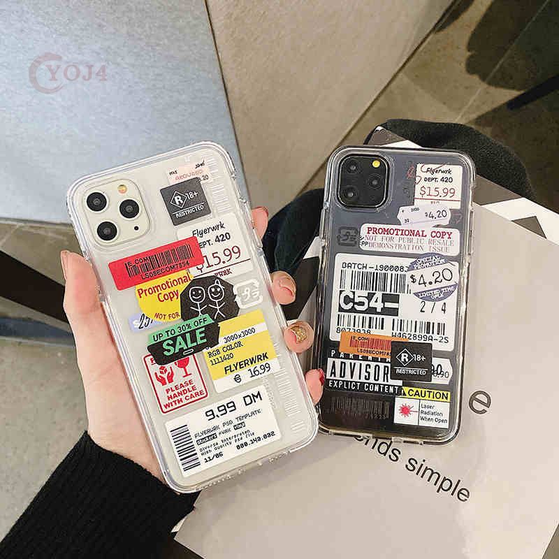 Casing Clear Stamp Label Bare Phone Case For OPPO A53 A9 A5  A12 A91 A31 A5S A3S Reno 3 F11 F9 F5 F1S F1 Plus Soft TPU Cover yoj4