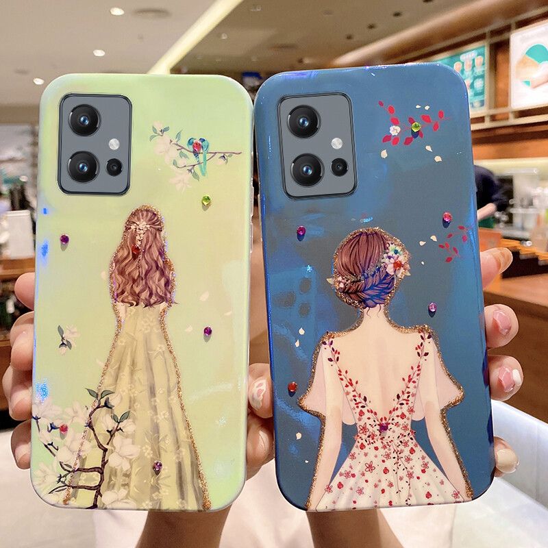 Phone Case For VIVO Y75 5G Case Artistic Elegant Woman Bluelight Cases VIVO Y75 5G Back Cover Girls Flowers Silicone