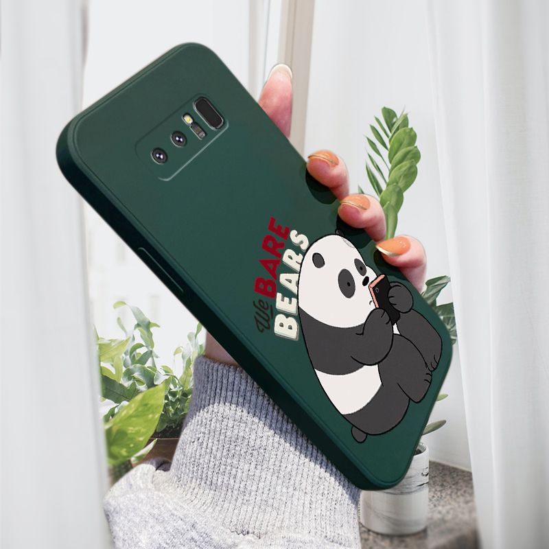 AMORVOR for Samsung Galaxy Note 8 Back Cover Cartoon Cute Panda Side design Soft Case Liquid Silicone Phone Cases
