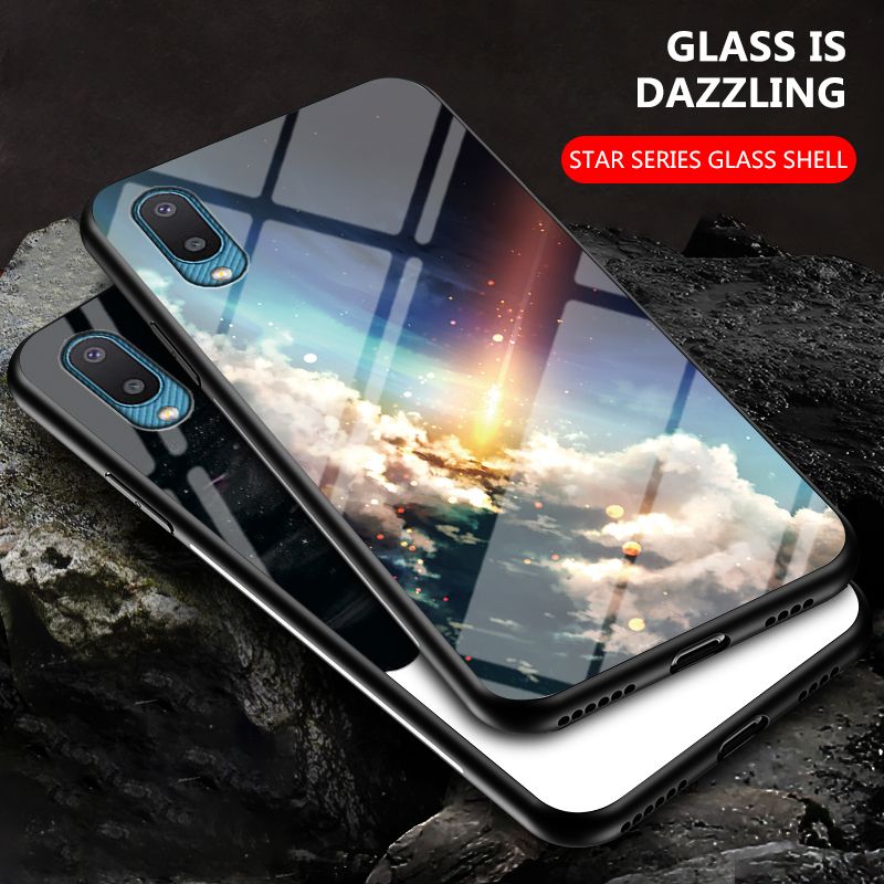 For Samsung Galaxy A02 Case Starry Moon and Star Tempered Glass Protector Couple For s for Samsung Galaxy A02 Back Cover