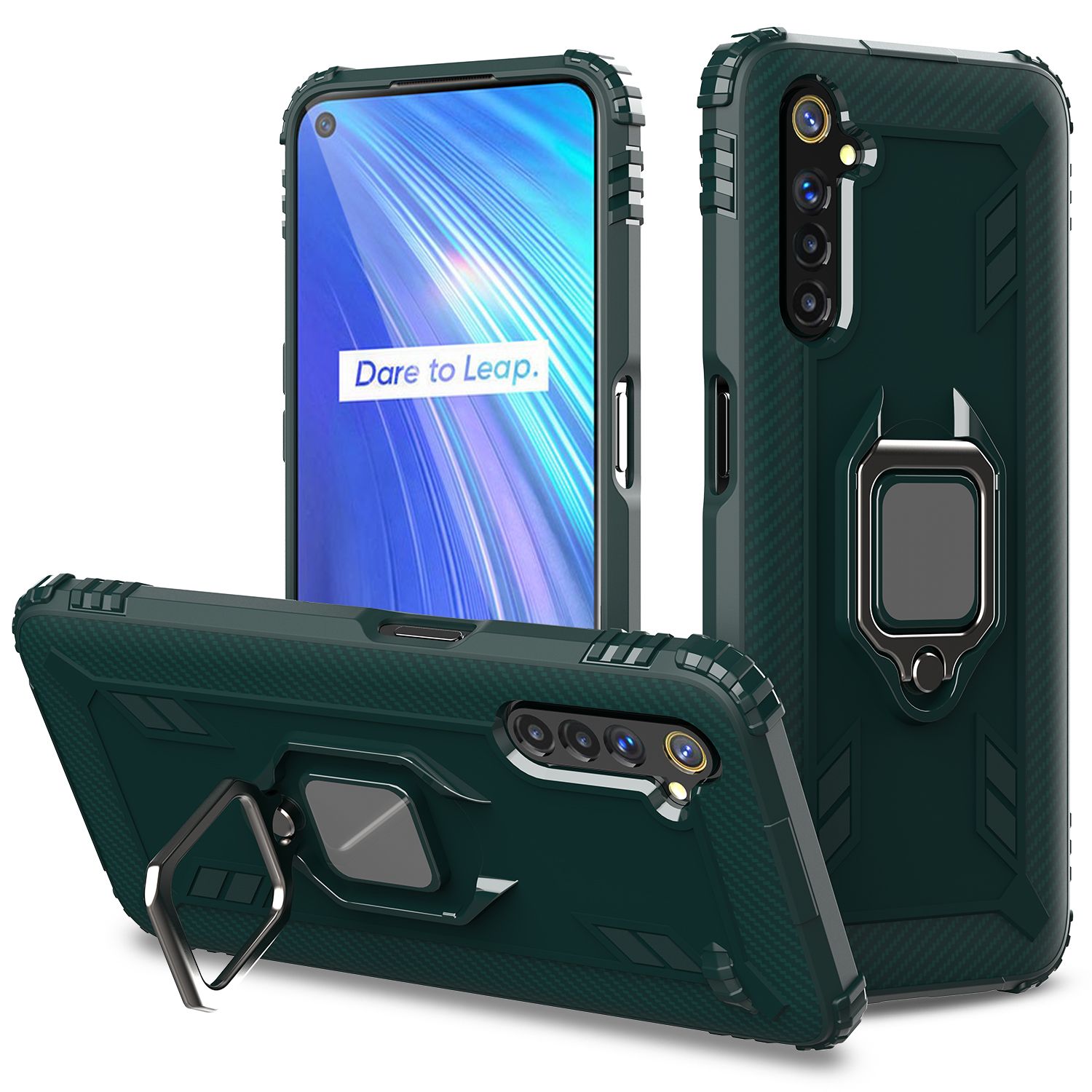 For Realme 6/Realme Narzo/Realme 6S Armored Carbon Fiber Lord of the Rings Anti Fall Protection Case is Suitable