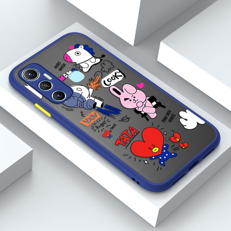 Jizetin for Infinix Hot 11 Cover BTS Animation Image Soft Edge Frosted Transparent Phone Case