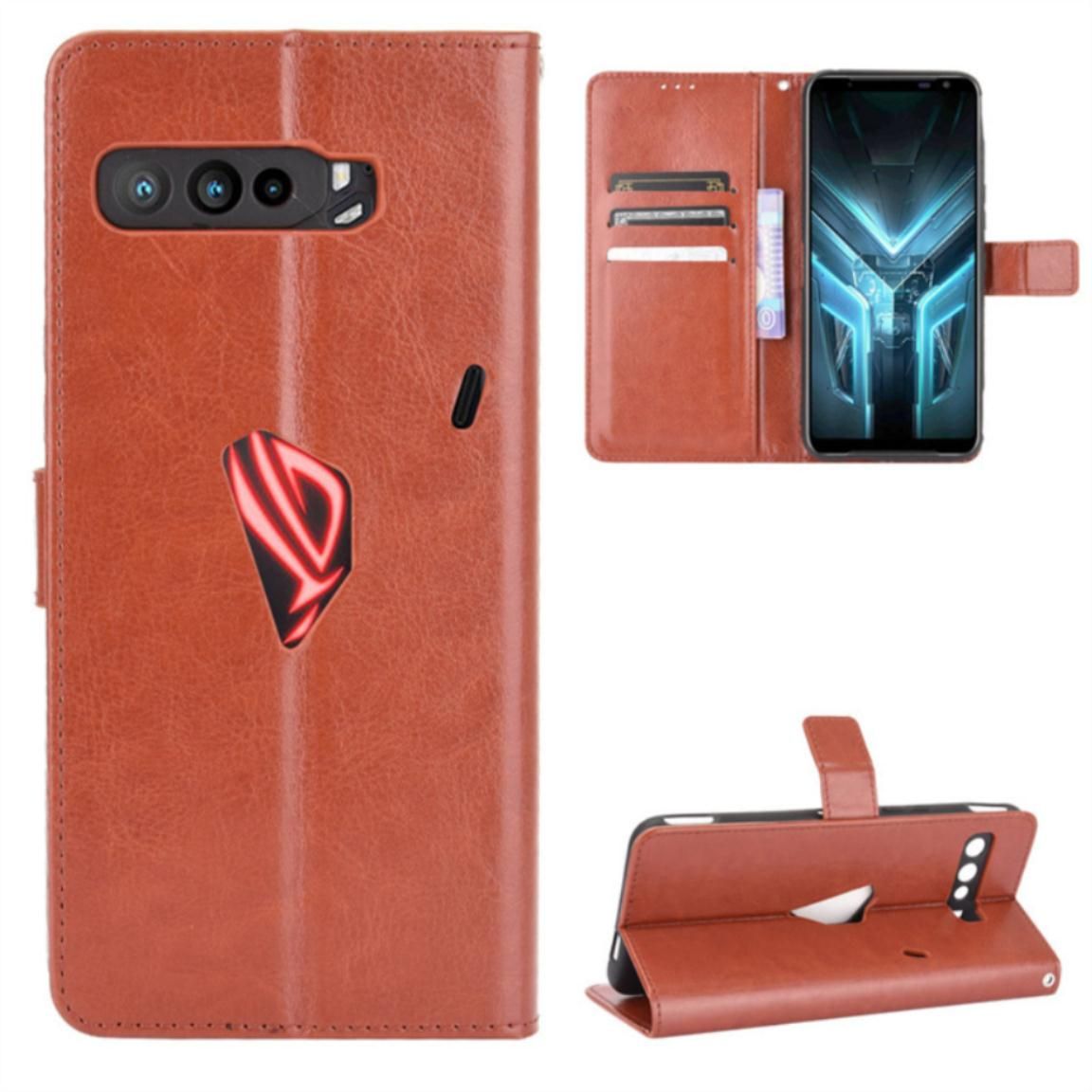 Case For Asus Rog Phone 3 Zs661kl  Casing Flip Leather Card Case Tpu Silicone Back Cover Soft Phone Case