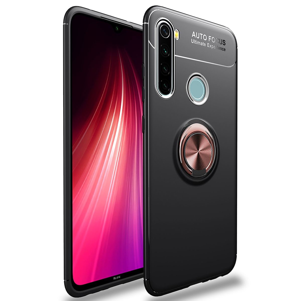 For Xiaomi Redmi Note 8T 360 Degree Rotating Ring Holder (Compatible with Magnetic Car Mount) Resilient TPU Drop Protection Case Cover