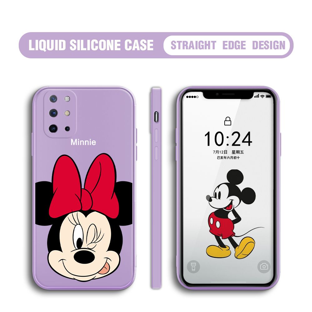 BILI for OnePlus 8T Back Cover Big Head Minnie Multicolor Liquid Silicone Phone Case Soft Square Lens Protection Phone Cases