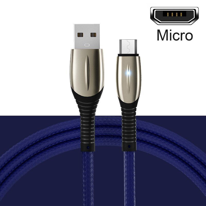Swalle 2.4A LED indicator Fast Charging Nylon Braided Date Cable For TYPE C Micro USB Cable Charging and transmission Cables