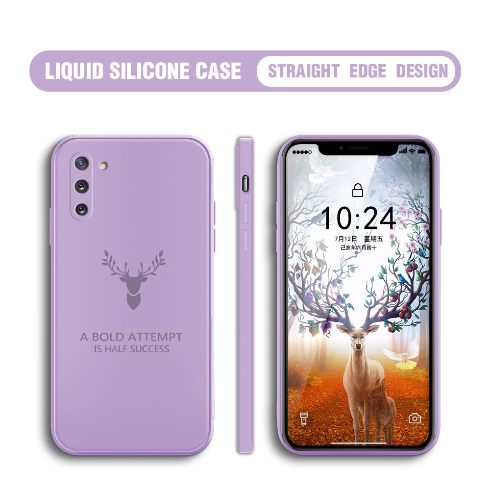 Hontinga for Samsung Galaxy Note 10 Case Soft Silicone Square ELK Deer Reindeer Phone Cases Full Cover Camera Shockproof Protection Rubber Case