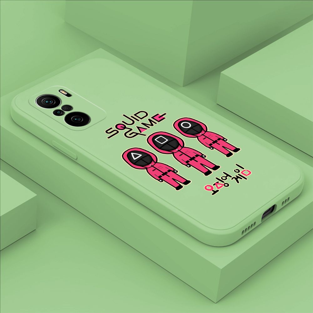 ZeroQiQi for Xiaomi Redmi K40 Case Trend Cartoon Korean Squid Phone Cover Liquid Silicone Case Phone Protective Case