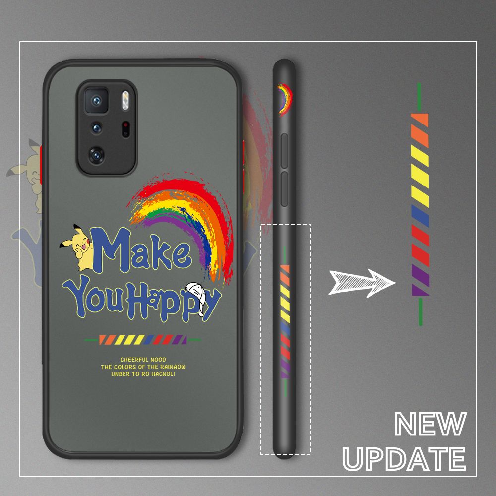 UCUC for Xiaomi Poco X3 GT Back Cover Rainbow Pikachu Side Printed Design Phone Case Ultra Thin Frosted Cover Shockproof Phone Cover
