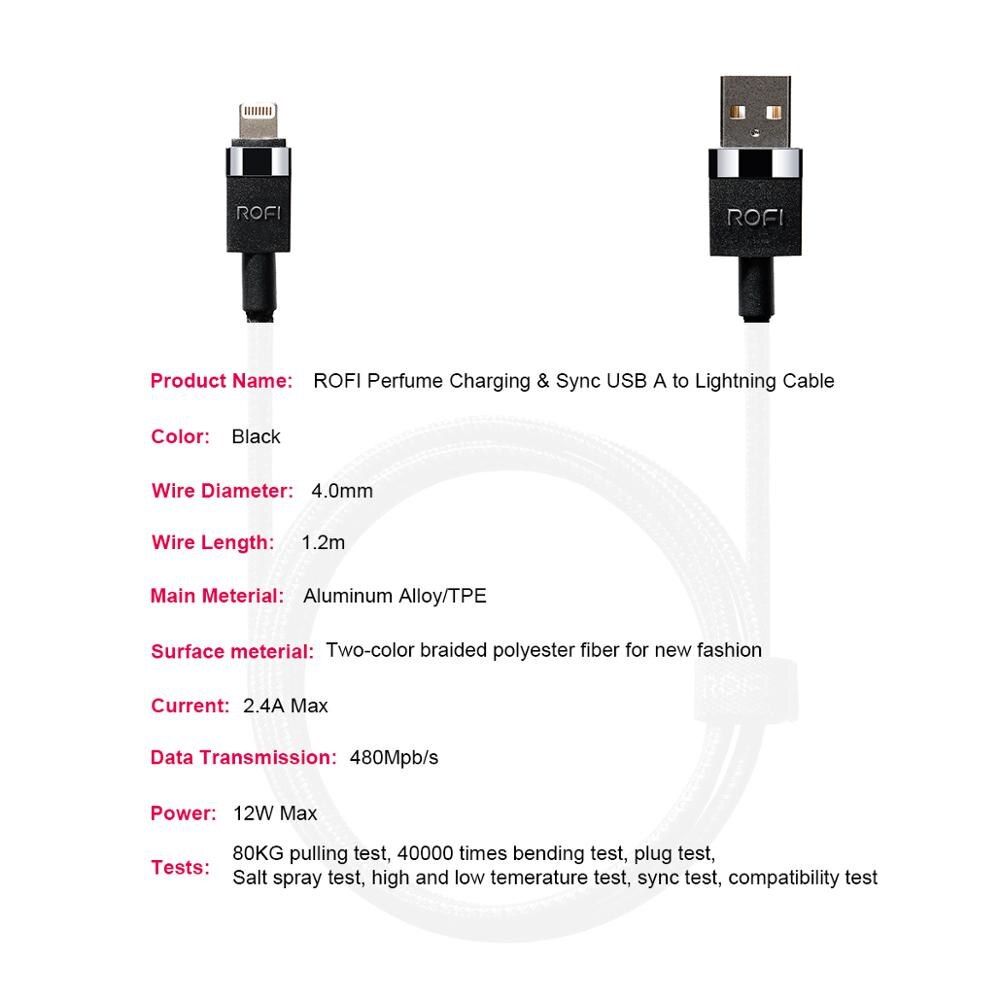 ROFI Lightning Cable Fast Charging for iPhone Weave Type C Cable Fast Charge for Huawei P30 Type Cto Lighting for iPhone Cable